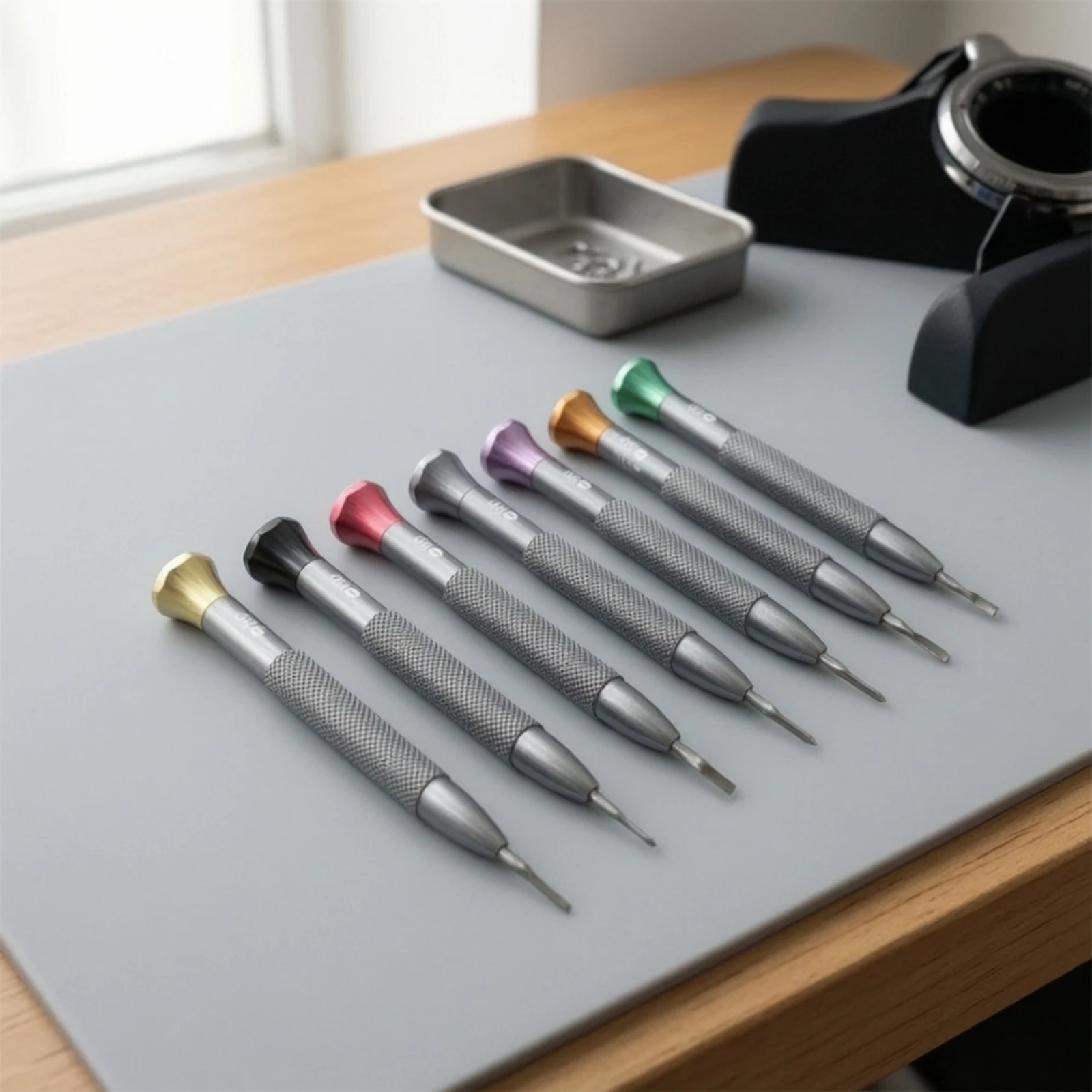 8 Pieces Watch Repair Screwdriver Knurled Precision Screwdriver Micro Repair Tool Kit Bearing Steel Flathead for Watchmakers