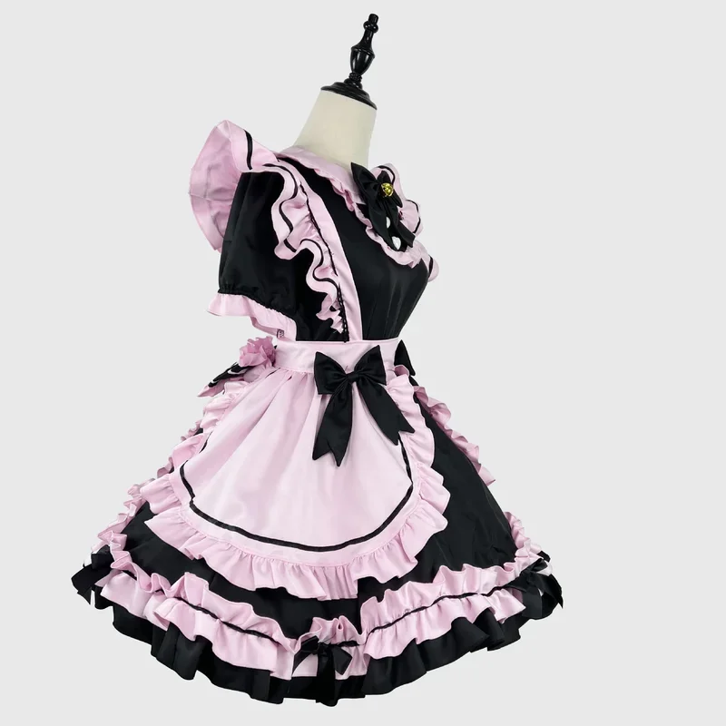 Robe Gothique Lolita JSK à Manches Courtes pour Fille, Tenue de Soirée avec Nministériels d Kawaii, Cosplay, Chat, Harajuku, Rose, Noir