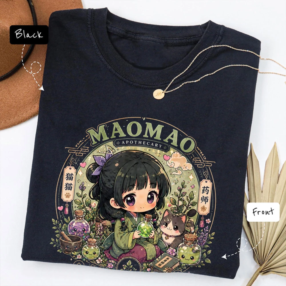 The Apothecary Diaries Maomao Graphic Tee Chibi Pharmacist Medicine Cat Cute Anime  Unisex Tops Fashion Funny  Casual Wear
