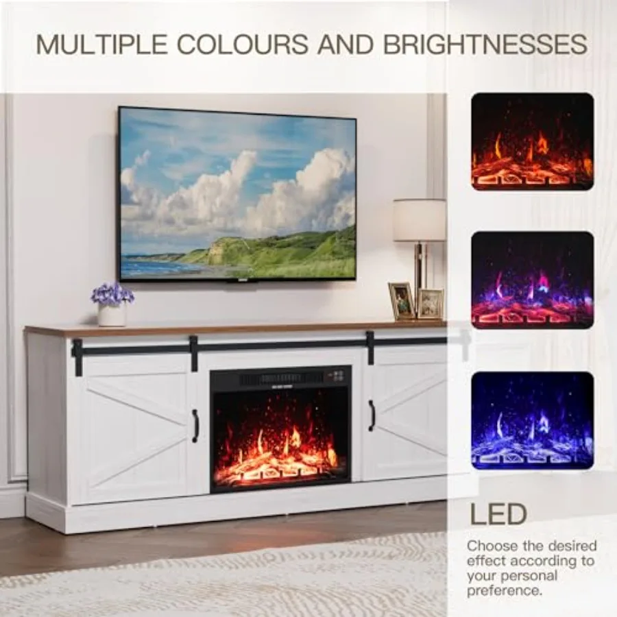 24'' Electric Fireplace Insert with Remote Control Timer 750/1500W 3D Adjustable Flame Modern Black Finish Energy-Efficient Hea