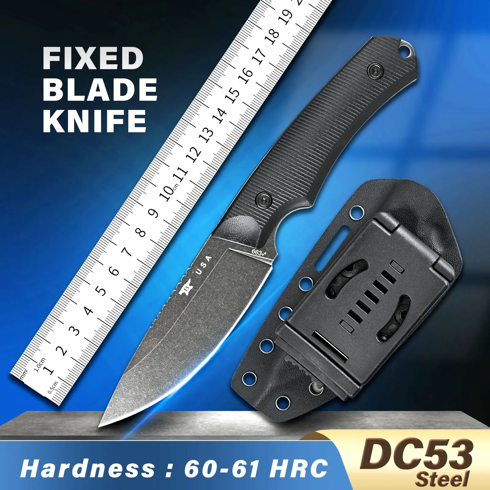 

Knives DC53 Steel Tactical Hunting Fixed Blade Knife G10 Handle with kydex sheath knifes for Men EDC Outdoor Camping Survival