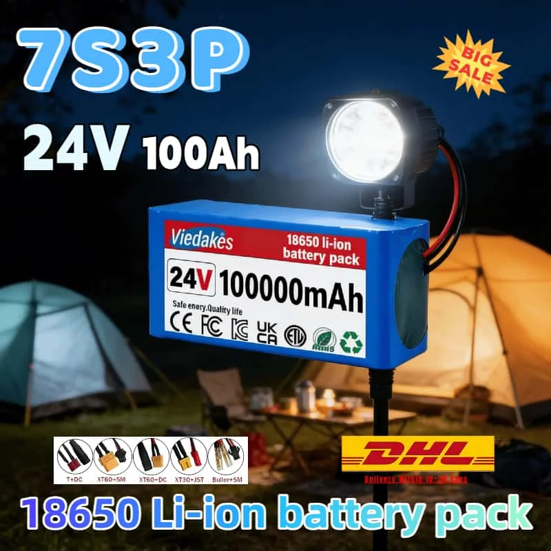 

High Demand 7s3p 24V 100000mAh Battery - 18650 Lithium for Camping RVs, Rechargeable & Portable,for Outdoor Camper Accessories