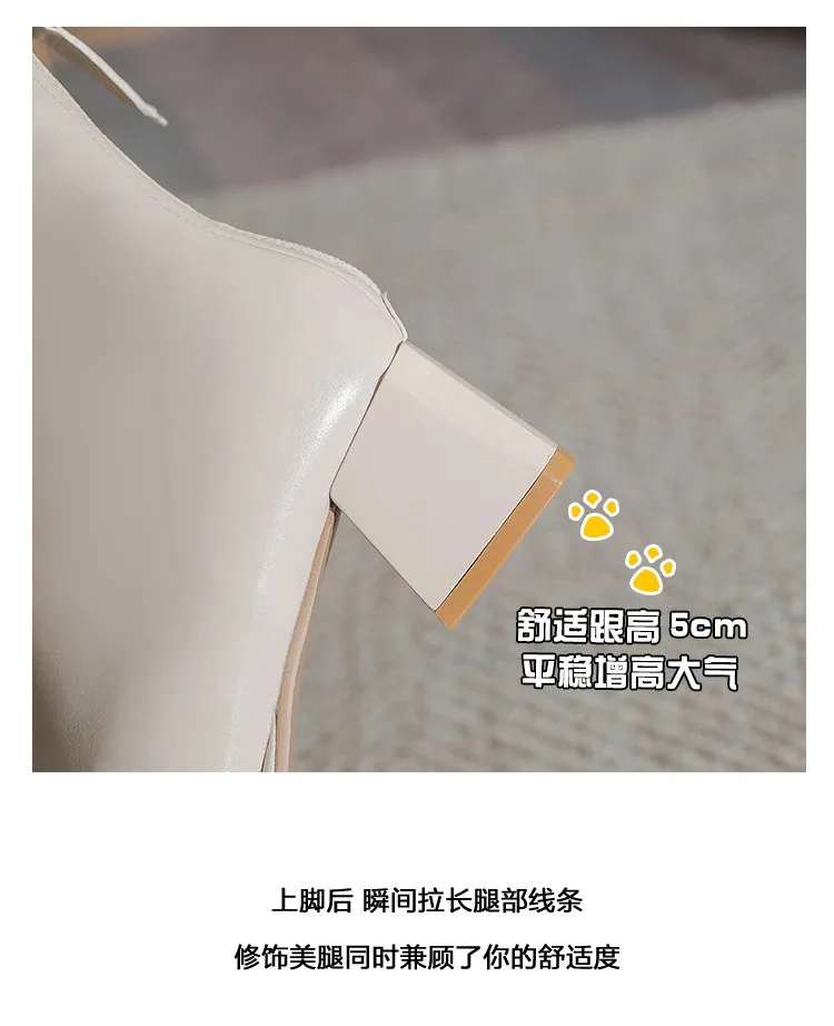 أحذية قصيرة نسائية بكعب سميك أحذية الخريف والشتاء أحذية سيدة Ins شعبية الجلود الاصطناعية منتصف Bootie مع سحاب #4