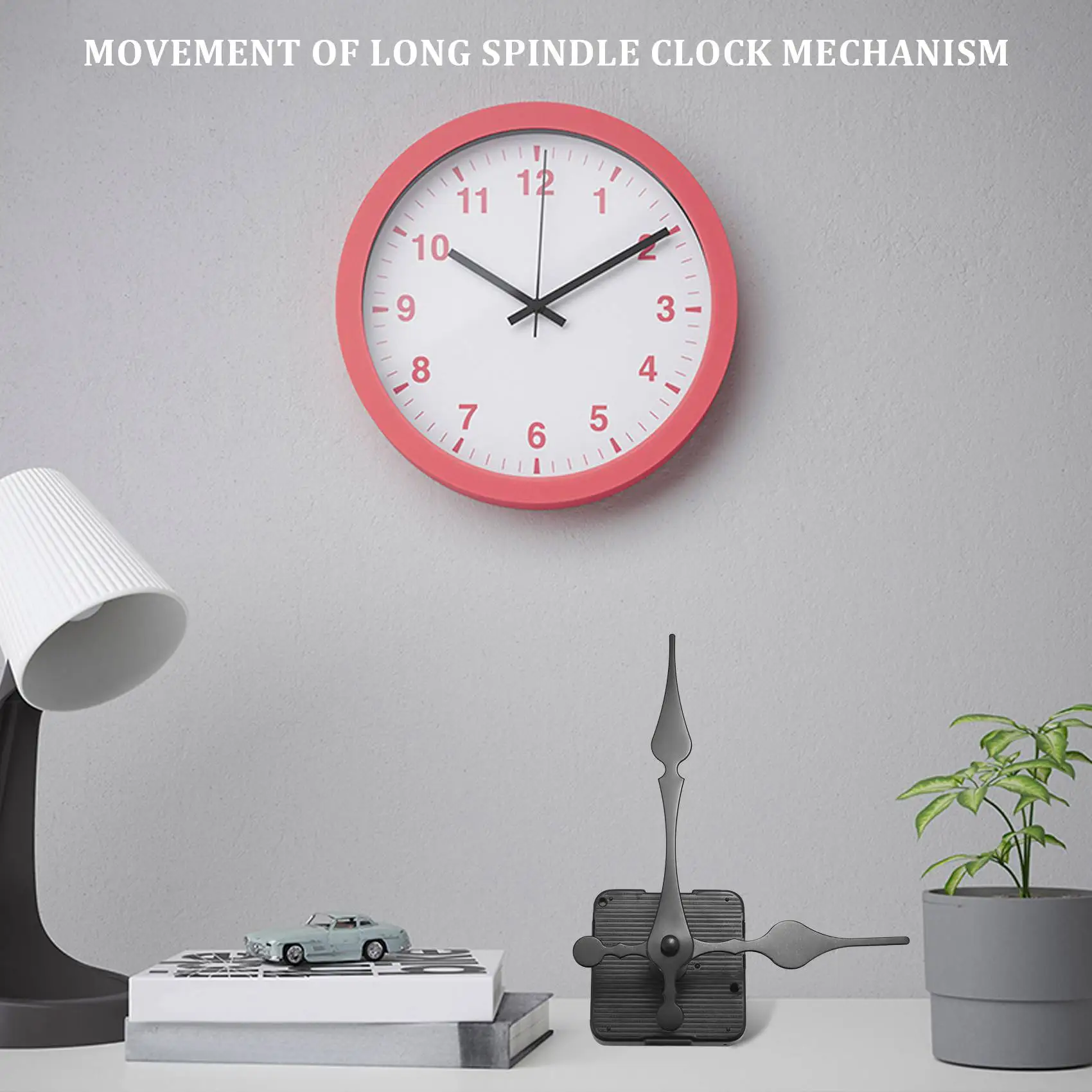 Long Spindle Clock Mechanism Movement, 3/ 5 Inch Maximum Dial Thickness, 1-1/ 10 Inch Total Shaft Length