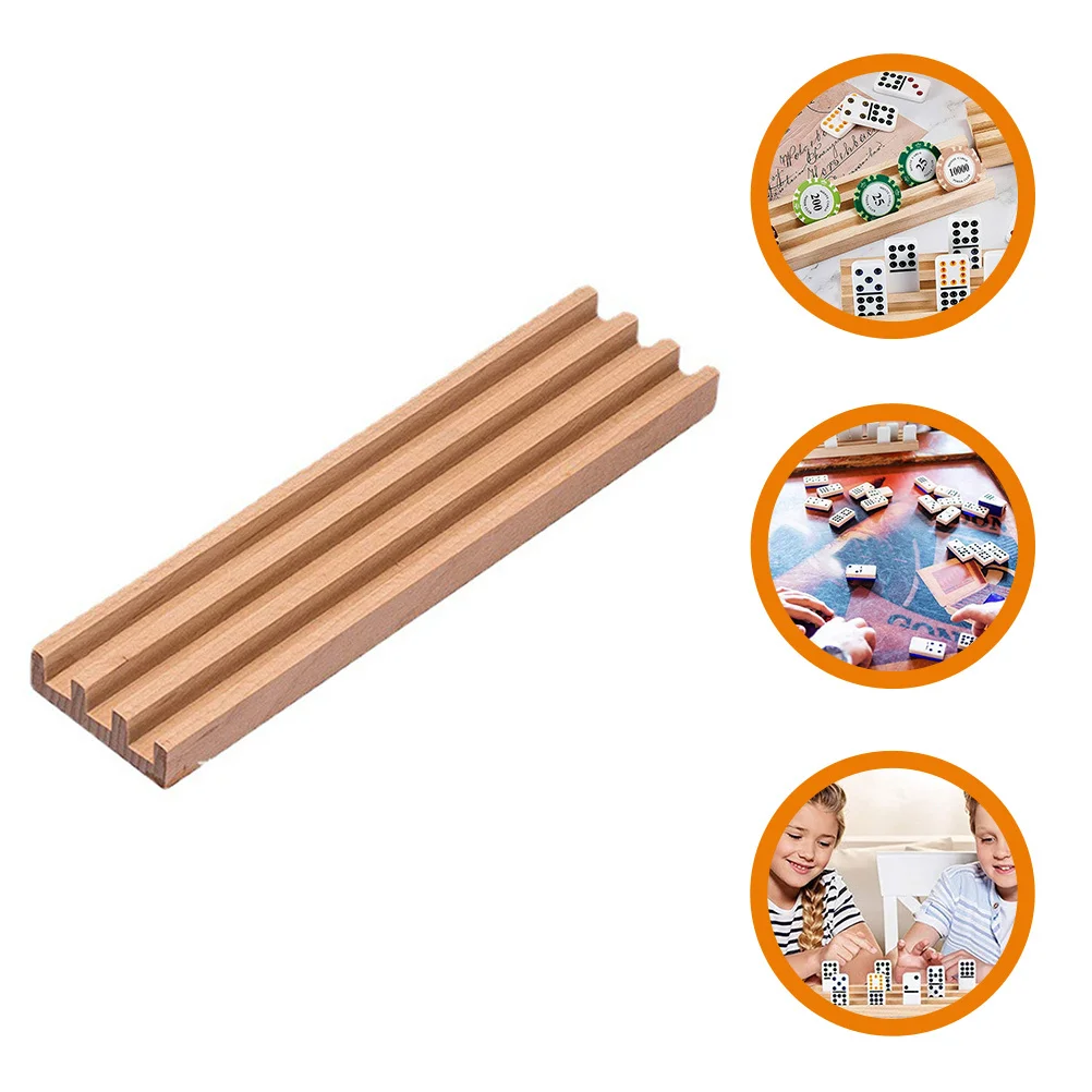 

Wooden Domino Rack Solid Wood Base For Organizing Domino Tiles Game Cards Oblique Angle Design Multi-Function Storage