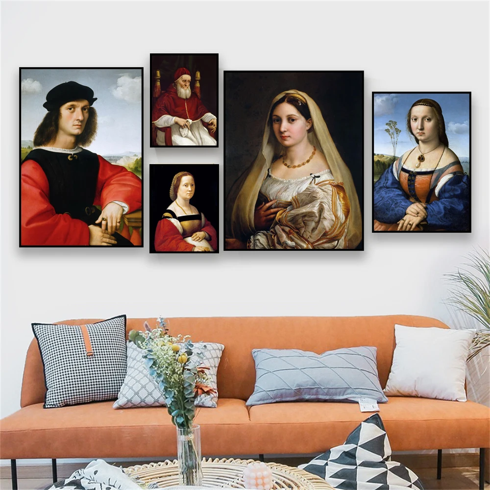 Classical Raffaello Oil Painting dama con l'unicorno Prints Canvas Painting Gallery Decor for Home Wall Art Pictures Painting