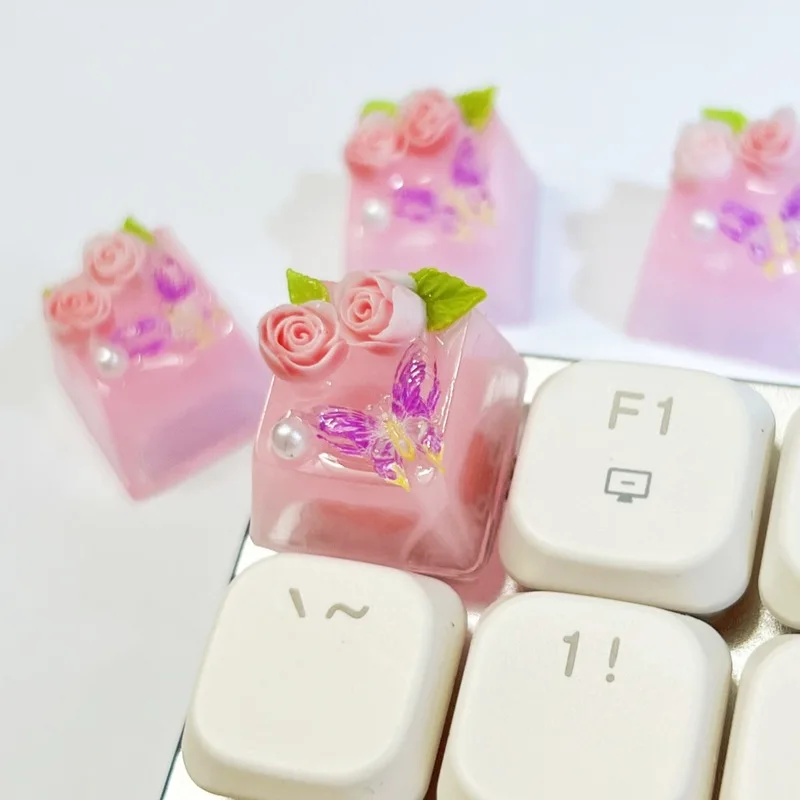 

Mechanical Keyboard Keycaps Personalized Translucent Three-Dimensional Rose Shaped Oem Height Keycaps Cross Axis Single Keycap