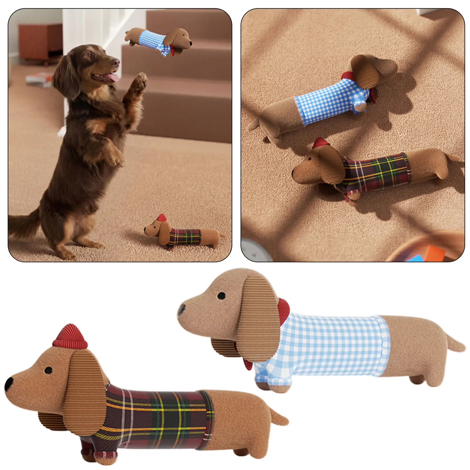 Dackelhund, quietschendes Plüschtier, weich, kuschelig, Haustierbedarf, Linderung von Langeweile, Zahnreinigung, zum Kauen und Spielen von Teppichen im Innenbereich – Detail 6