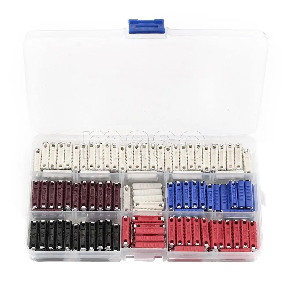 200pcs 5 Kinds Ceramic Fuse Electrical Continental Fuses Assortment Kit 5A 8A 16A 25A 40AMP for Car Two-wheeler
