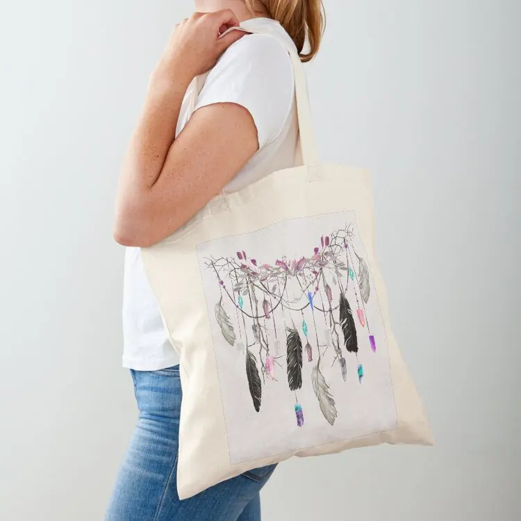 Raven Feathers And Roses Crystal Spirit Gazer Tote Bag tote bag Woman shopper bag canvas tote