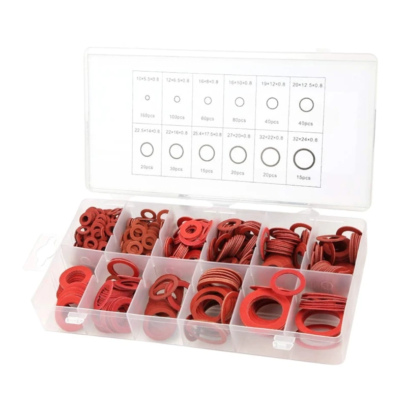 600pcs Insulating Spacers Red Screws Insulating Fiber Washers Steel Paper Fiber