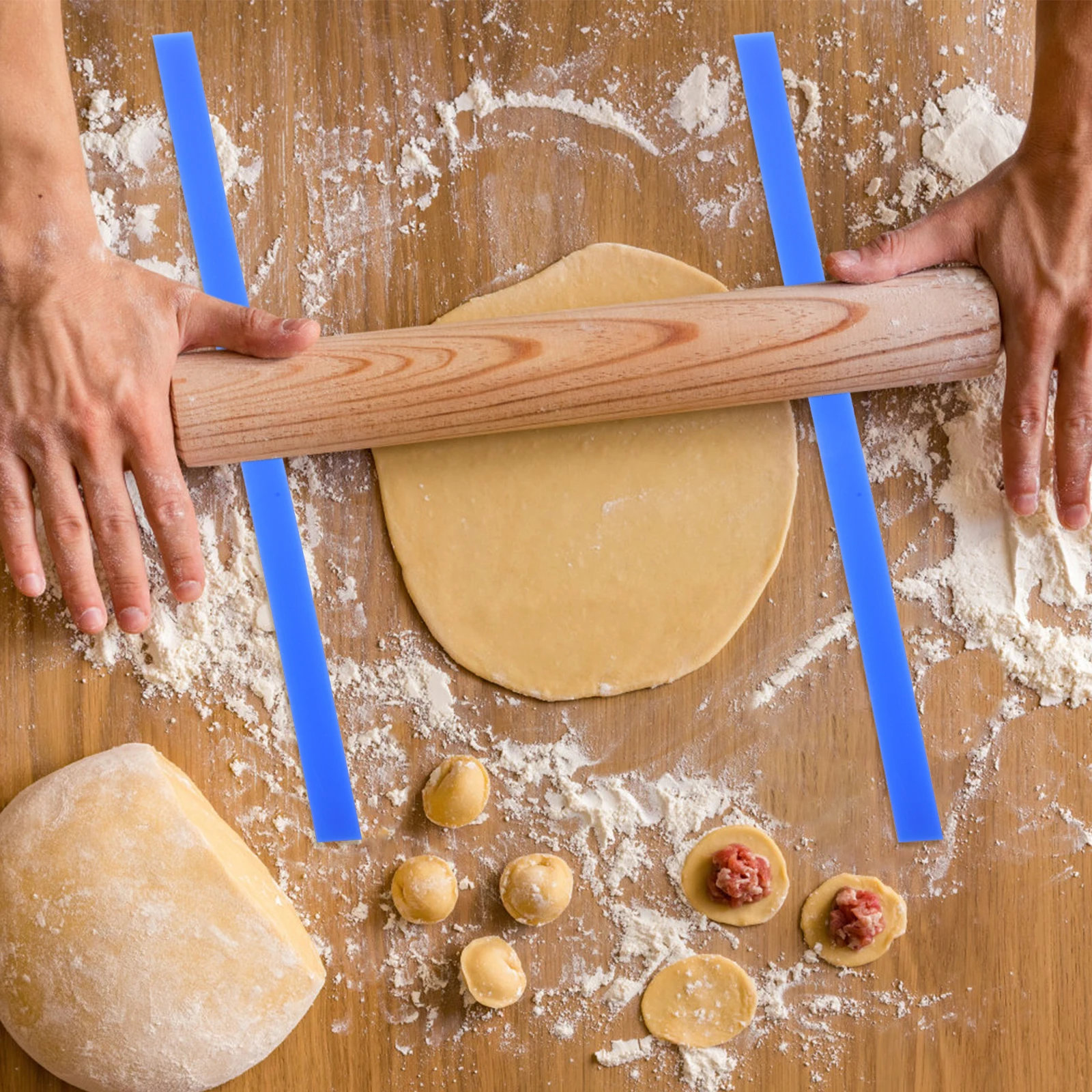 

6Pcs Dough Thickness Ruler Silicone Measuring Guide for Rolling Pin Baking Tools for Even Dough Rolling and Cookie Making