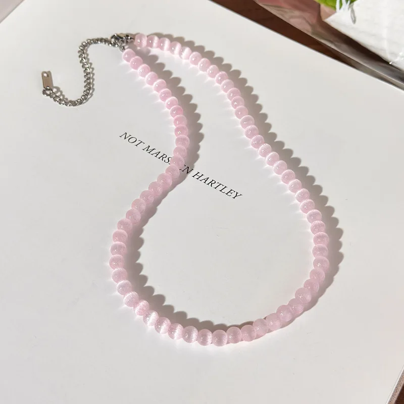 Necklace Beaded Cat Eye Colorful for Women Elegant Chic Versatile Unique Choker Premium Daily Wear Jewelry Accessory