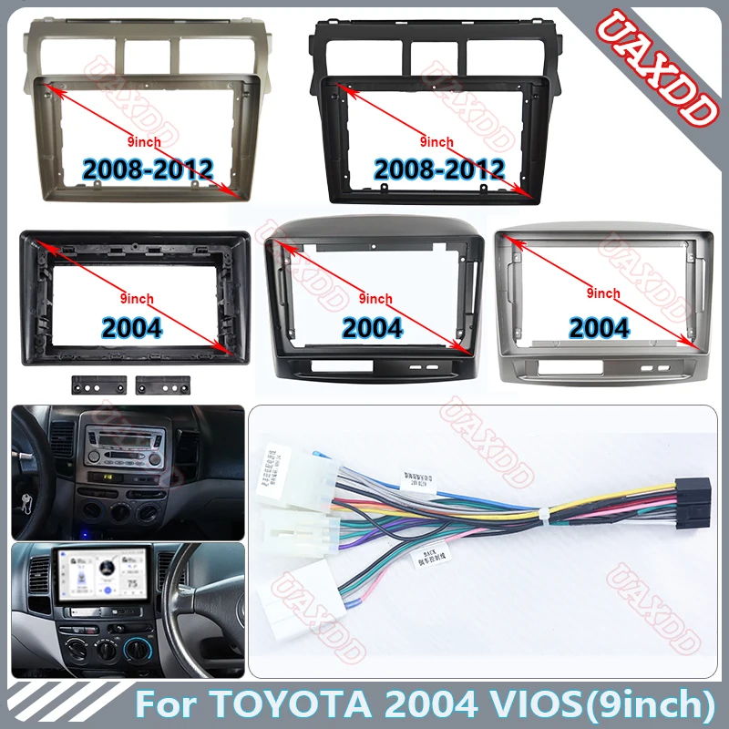 For TOYOTA 2004 VIOS GEELY MK 9INCH Car Radio Android Stereo audio screen multimedia video player navigation cable Harness frame