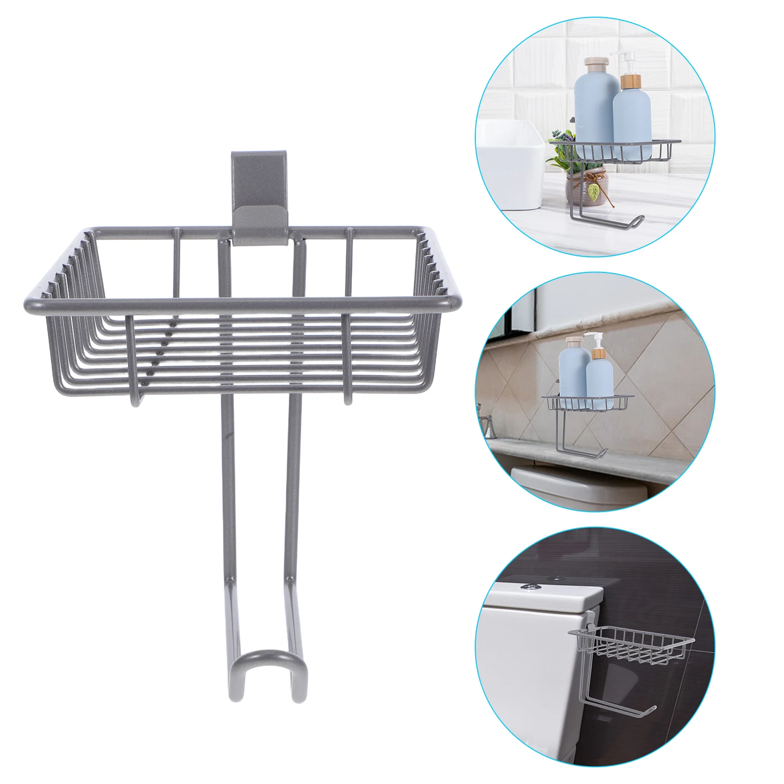 

Wall Mounted Tissue Holder Over Toilet Storage Shelf Multifunctional Hook No Drill Dual Storage Iron Bathroom