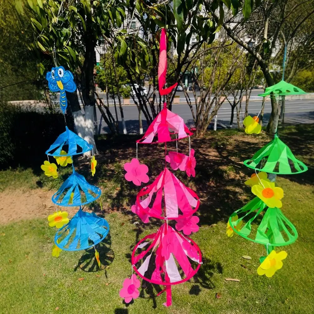 กังหันลมแขวนต้นไม้แห่งความปรารถนาหลากสีสัน ปลอดสารพิษ ทำจากผ้าและพลาสติก หมุนได้ ของตกแต่งลายการ์ตูน ชิ้นส่วนกังหันลมหมุน