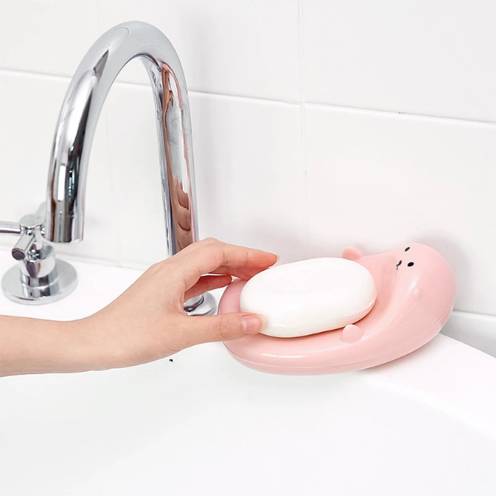 

Soap Dish Drainer Holder Round Heart Shaped Cartoon Small Size Travel Gym Eco Friendly PP Plastic Bathroom Tidy House