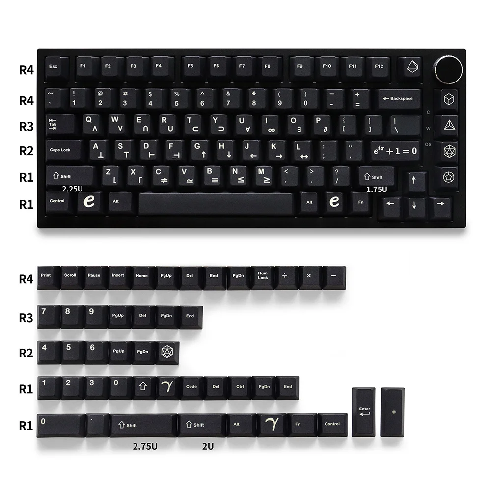 Personality Gmk Euler Keycaps Sublimation Pbt 129 Keys Cherry Profile Keycaps for 87/104/108 Mx Switch Mechanical Keyboard