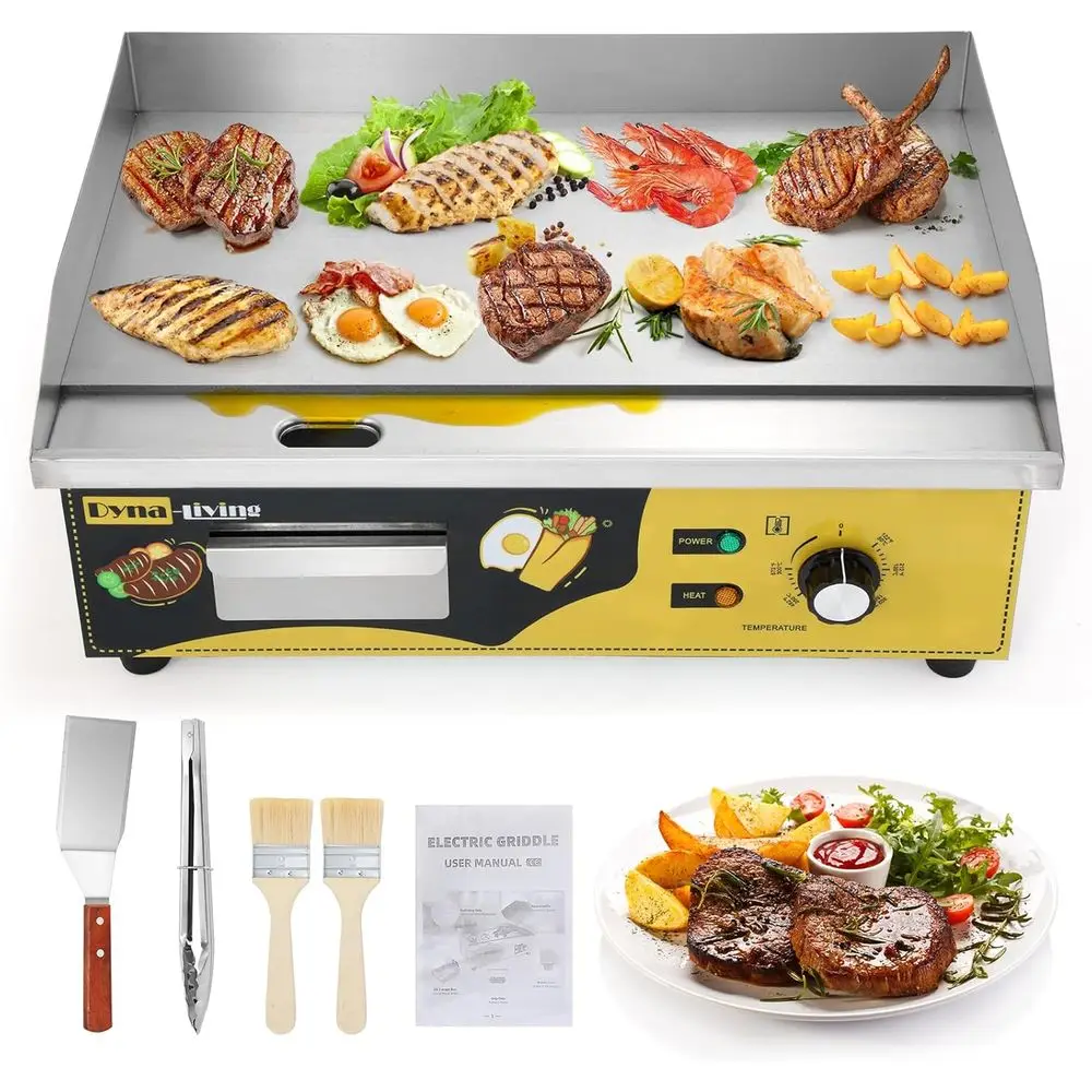 

Коммерческая электрическая сковорода 22 дюйма, сковорода на столешнице, 3000 Вт, 110 В, электрическая гриль или домашняя кухня, ресторан, 122 г. ℉ -572 ℉