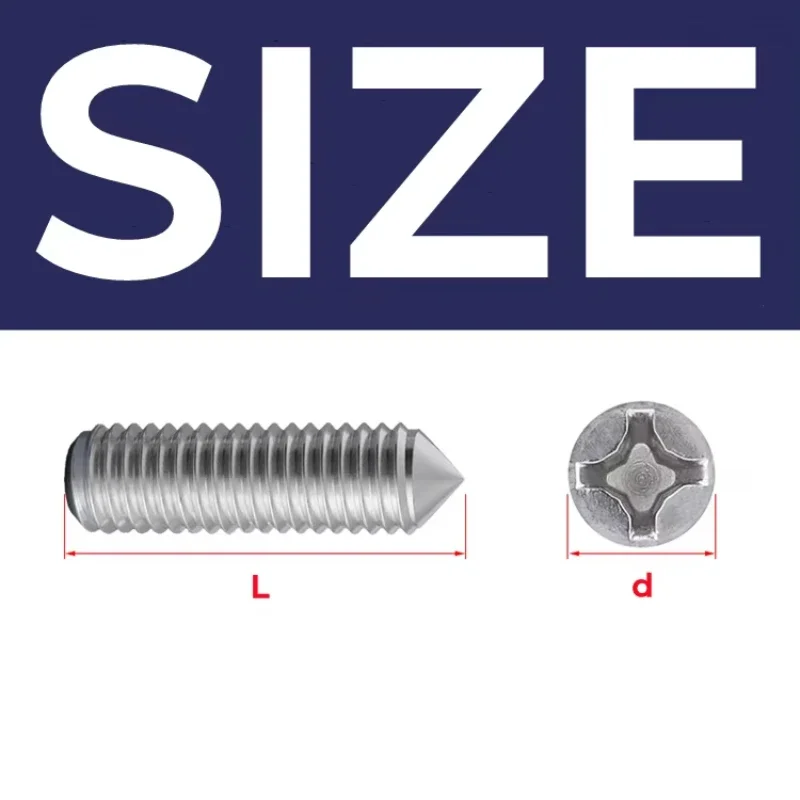 20 Stuks 304 Roestvrij Staal Kruis Verzonken Kegel Punt Grub Set Schroef Einde Kop Bouten M2 M2, 5 M3 M4