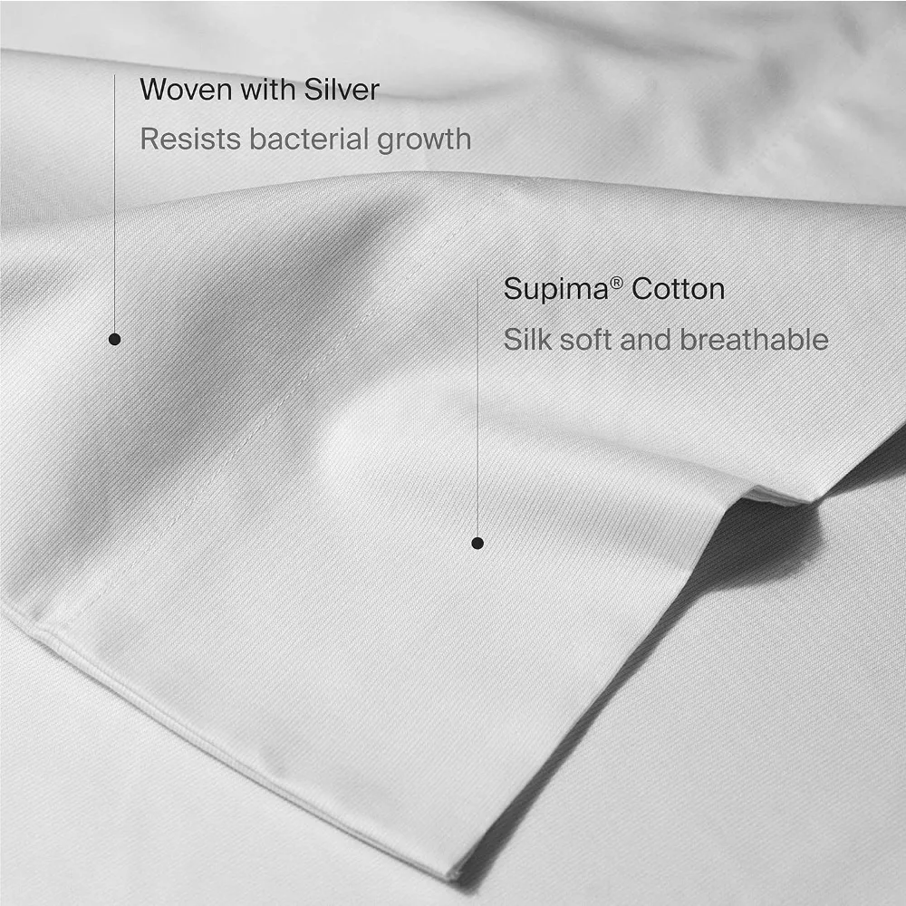 Drap de lit pour la peau sujette à l'acné, tissu intelligent infusé d'argent, sans odeur et causant l'acné, respirant et ultra doux, S