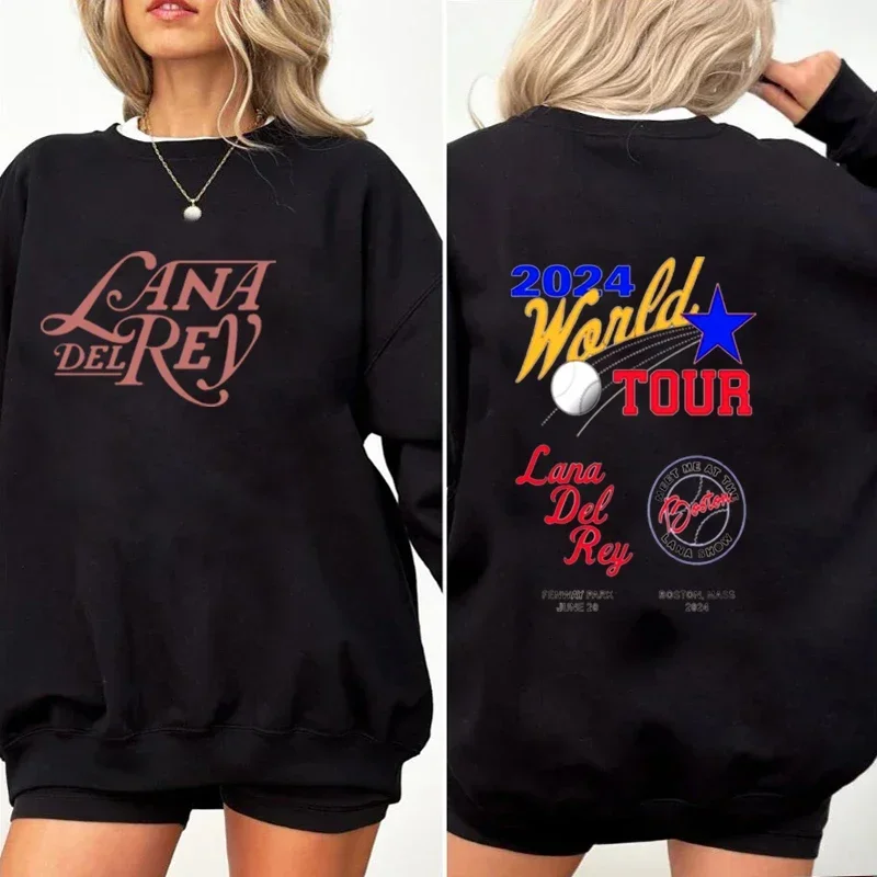 Singer Lana Del Ray Text Crew Neck Sweatshirt Printed Y2k Retro Top  Comfortable Clothing Loose Harajuku Style