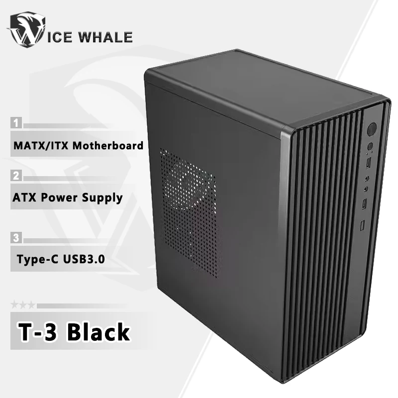 T-3 Mini caja de ordenador fuente de alimentación ATX adecuada para placa base M-ATX/ITX para una fácil portabilidad caja de oficina de negocios