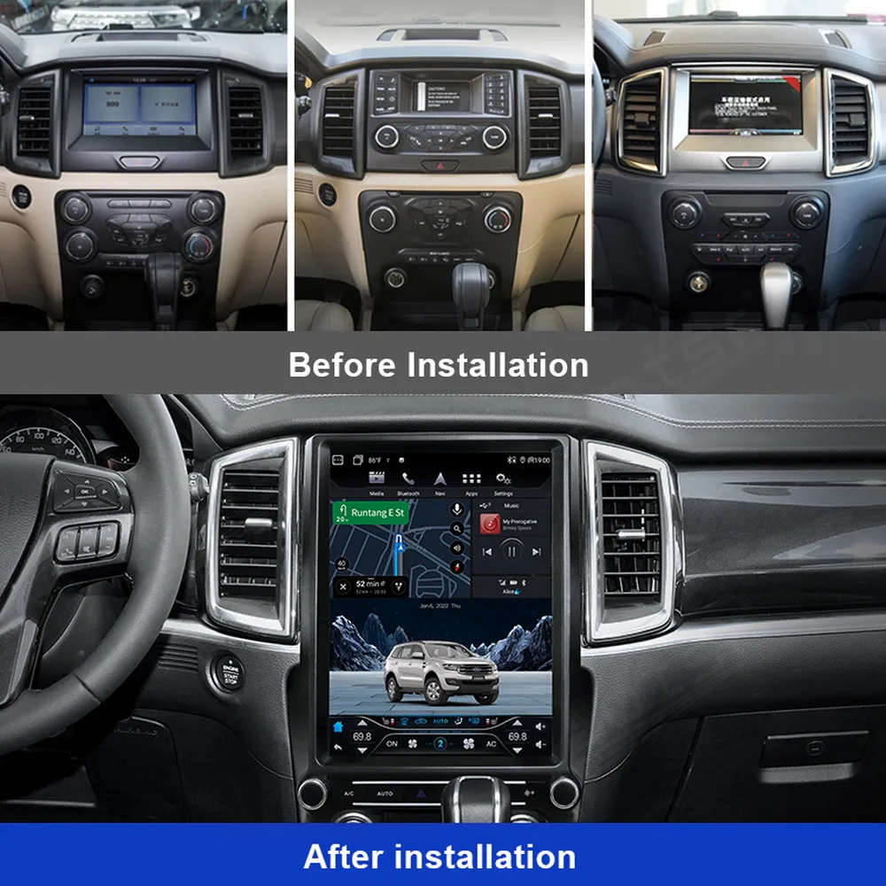 Android 12.1 Inci Pemutar Multimedia Mobil untuk Ford Everest Ranger 2016-2021 Navi Autoradio Radio Mobil Stereo 2 Din