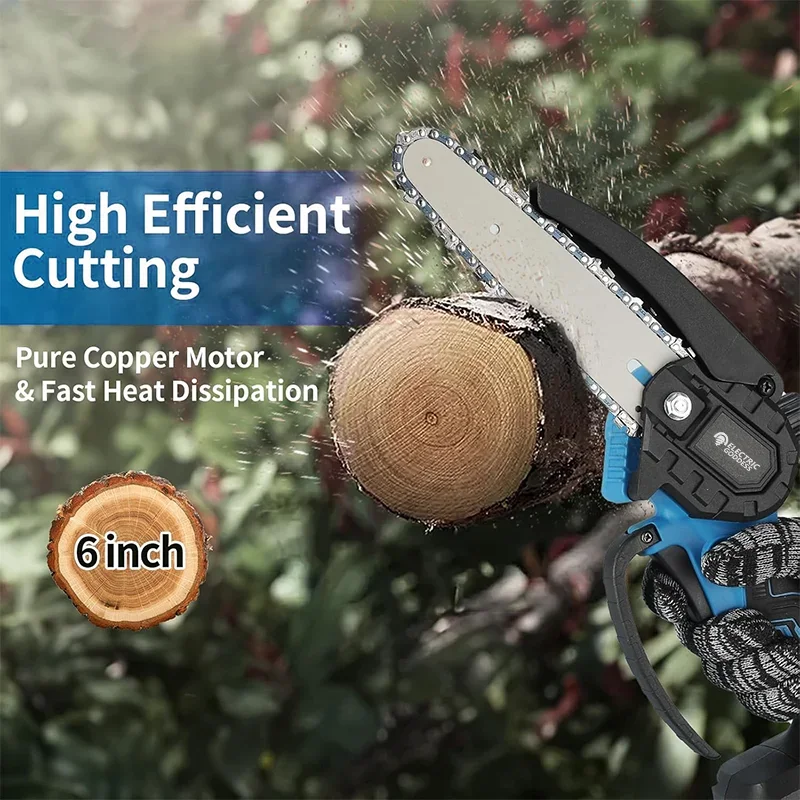 Electric Goddess 2000W 6 Inch Cordless Electric Chain Saw 6m/s Tree Pruning Lithium Electric Chain Saw For 18V Makita Battery