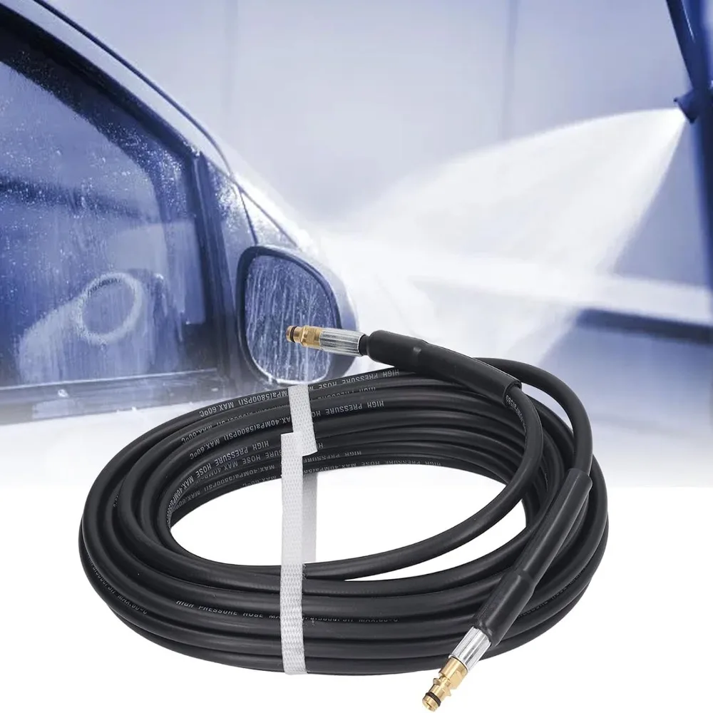5800 PSI Pressure Washer Hose Rubber Material 15M 49FT Power Washer Hose Quick Connect Replacement Pressure Washer Hose