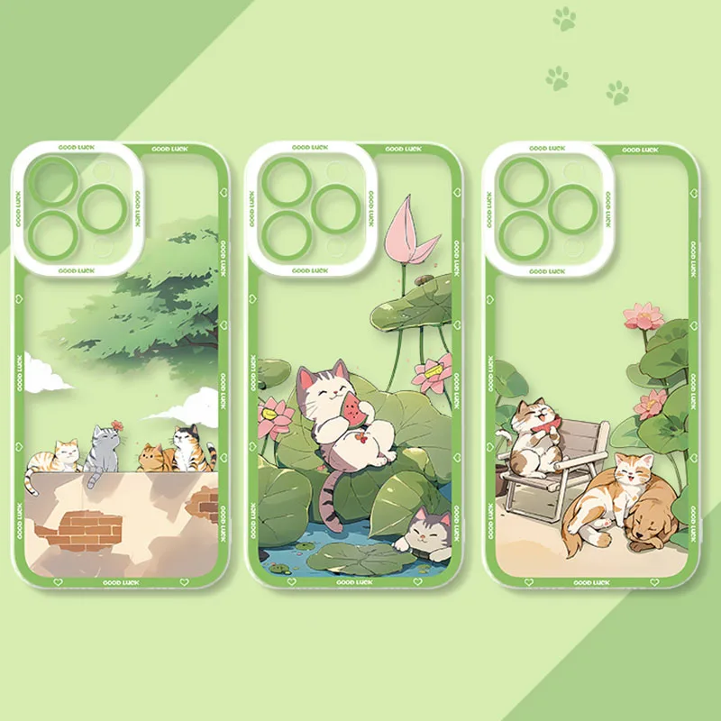 Cartoon Lovely Cat Case for Samsung Galaxy M53 M33 M52 M42 M22 5G M32 M13 4G M62 M51 M31S M22 M21 M12 M11 M02S M01 Clear Cover