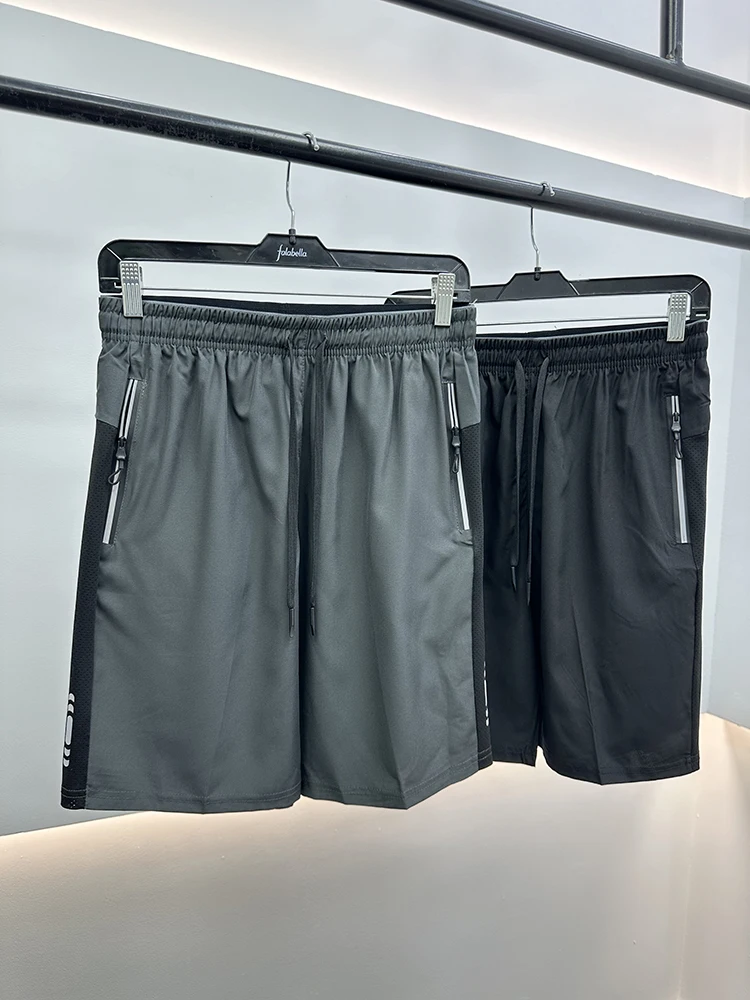 

Men's Casual ort Pants Reflective Zipper Qui Dry Breathable Elastic Waist Summer Cool Feeling Spor Loose Fit Straight Leg