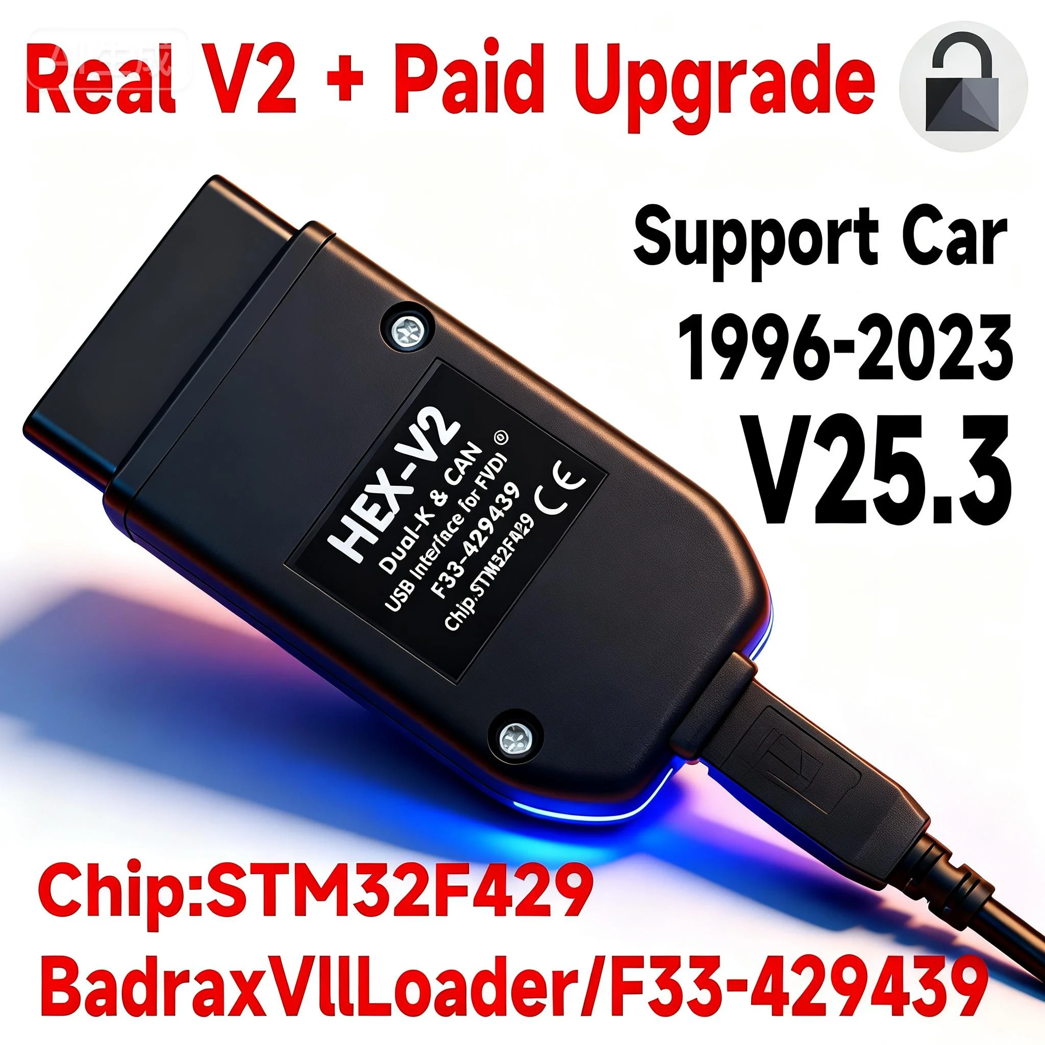 VCDSV25.3 OBD2 Diagnostic Scanner Tool OEM REAL V2 Multi-Language HEX V2 Cable for VW Audi Skoda Seat - VCDS-V2 VAG COM