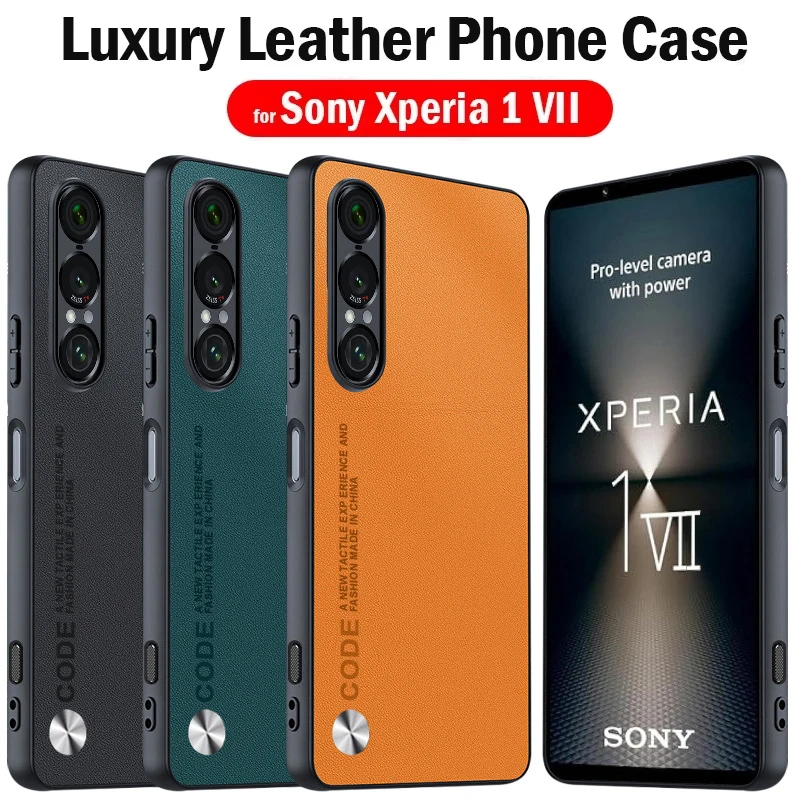 Para sony xperia 1 vii caso de textura de fibra de luxo proteção de couro do plutônio plástico capa dura para sony xperia1 vii capa fundas