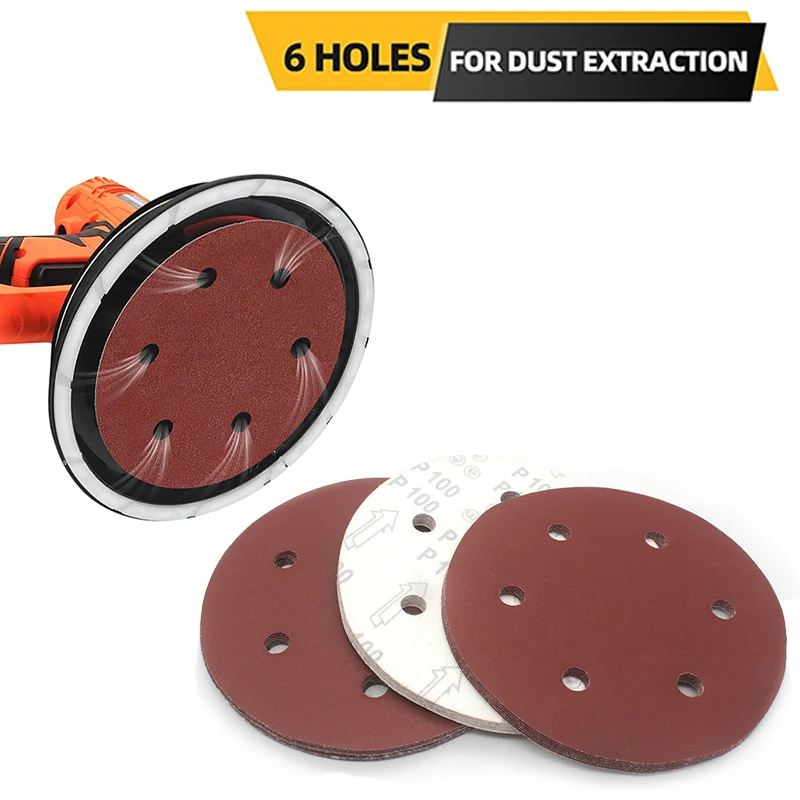 

9 Inch 6 Hole 225mm Wall Sander Sandpaper Metal Grinding Disc Abrasive Polishing Flat 40-60-80-100-120-2000Grit Sanding Tools