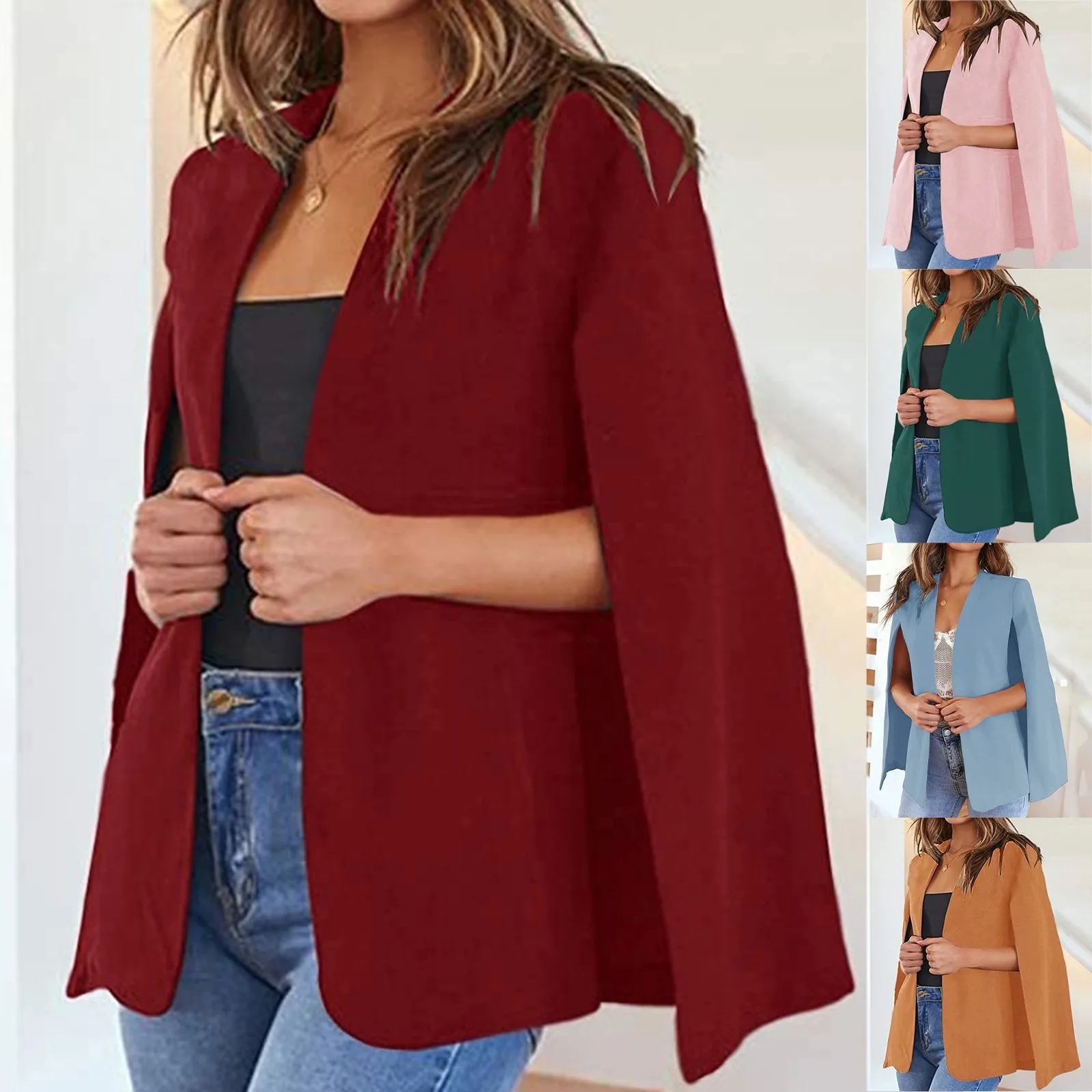 Neue Herbst Frühling Damen Blazer Split Hülse Frauen Anzug Jacke Elegante Chic Büro Dame Arbeit Anzüge Mantel Cape Strickjacke Outwear