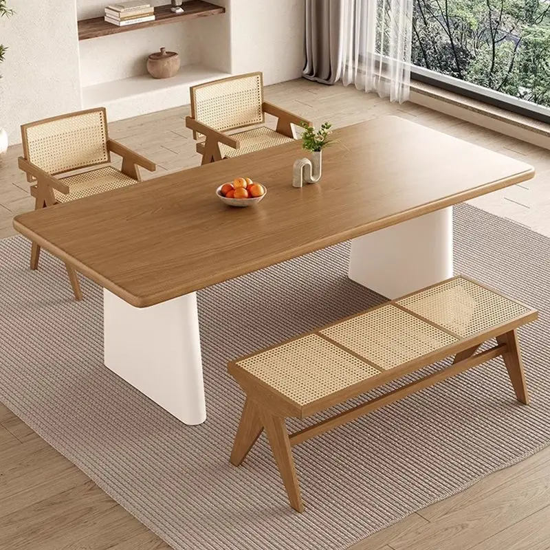 Solid wood dining table and chair combination restaurant small household negotiation