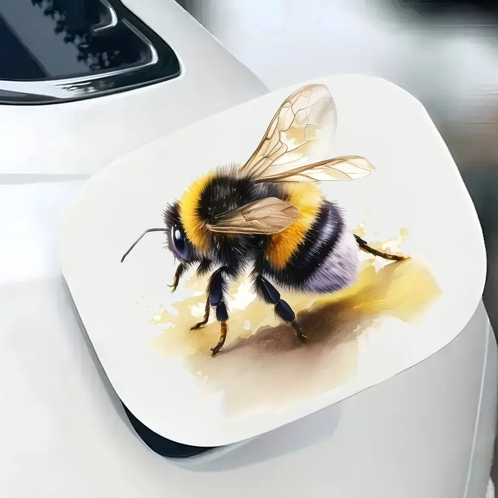 15x15cm Fluffy Bumblebee Decal Sticker - Self-Adhesive Car Window, Laptop Decoration - Durable Automotive Exterior Accessories