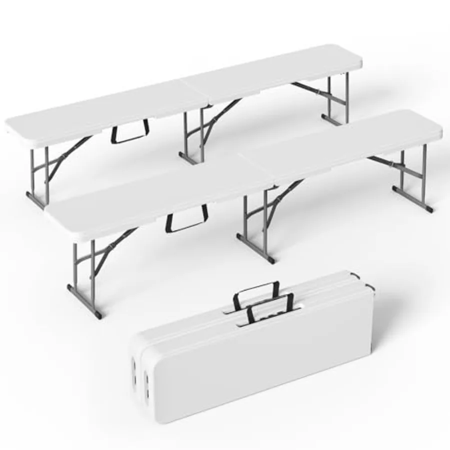 

6 Foot Folding Bench Portable Plastic Folding Bench Seat Foldable Seat for Indoor Outdoor Picnic Camping Dining Soccer Garden M