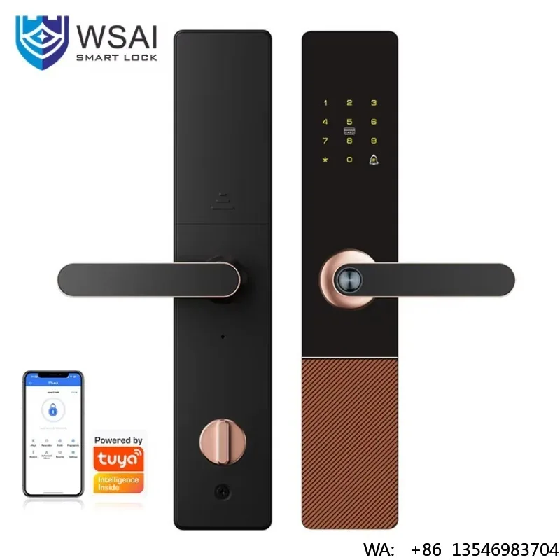 Semi-automatic Smart Door Lock with Fingerprint Card App & Password Unlock Cloud Storage Stainless Steel 304 Entry Door Lock