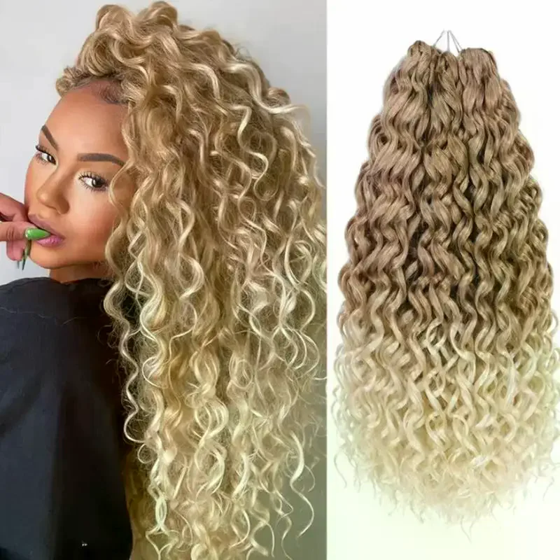 /Kuz/Inch Freetress Gogo Curly Hair Water Wave Crochet Braid Synthetic Bohemian Deep Wave Braiding Hair Extensions Curl Hair 14