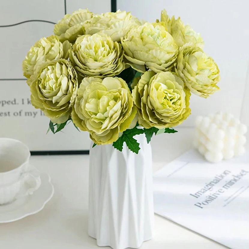 5 قطعة زهرة اصطناعية الحرير الفاوانيا الزفاف باقة الزفاف في الهواء الطلق فناء غرفة المنزل الاستقبال ديكور إكليل جميل لتقوم بها بنفسك صندوق الهدايا #5