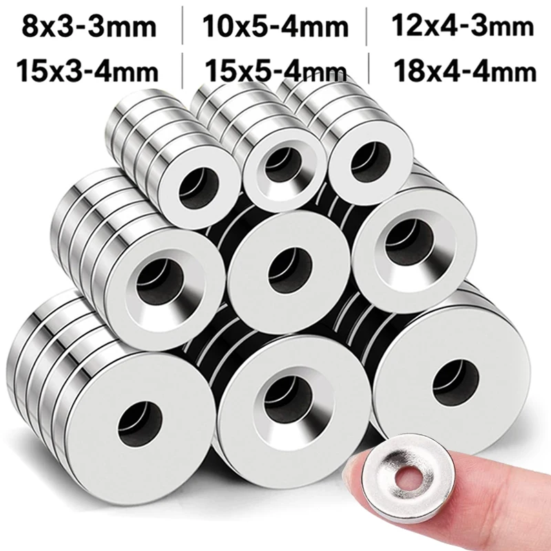 Senkbohrung-Ringmagnet N52 Superstarker Neodym-Scheibenmagnet mit Loch Runder Magnet für Küchenschränke, Werkzeugaufbewahrung – Detail 1