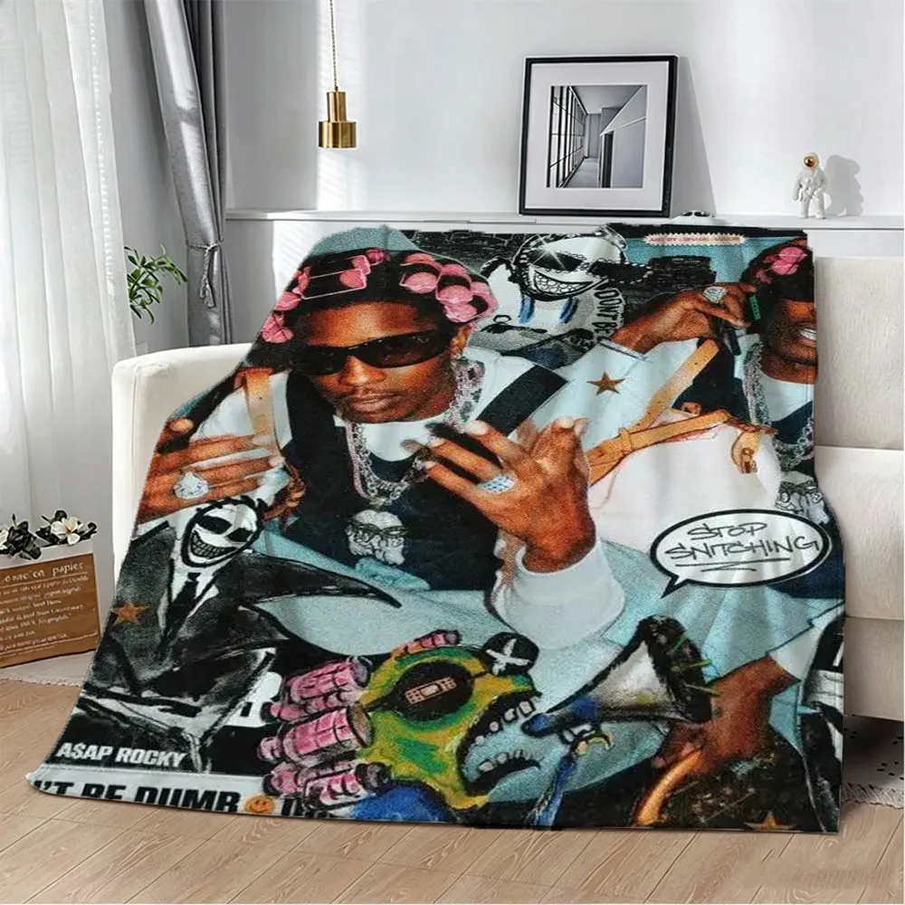 A-ASAP Fashion R-Rocky Punk Rocky Don't Be Dumb Flannel Blanket Soft Throw Art For Home Decor Sofa Naps Picnic Gifts Halloween
