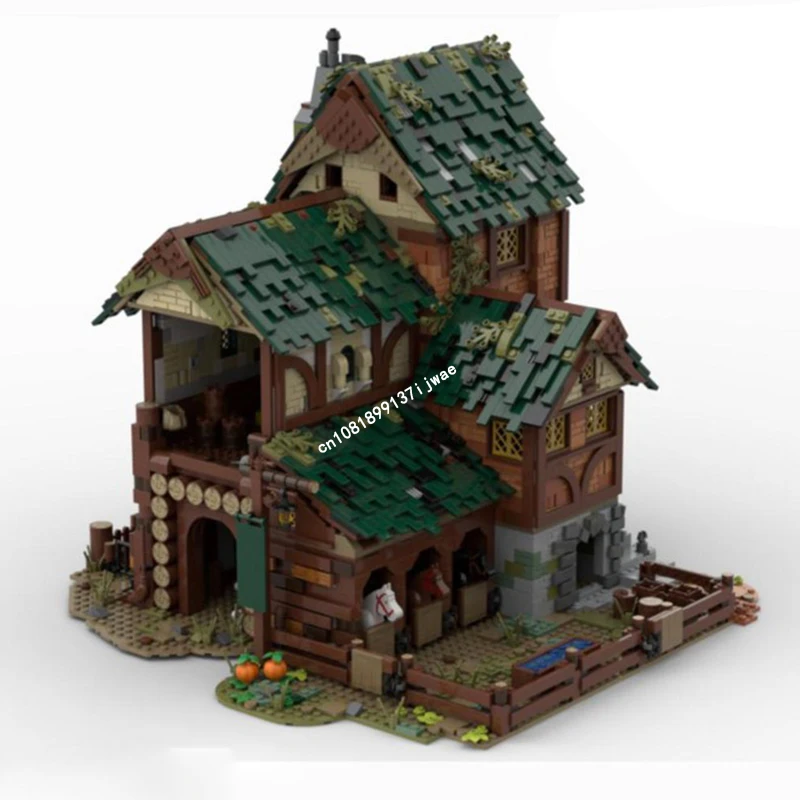 2024 New Moc European Medieval Street View Barn Building Blocks Model Retro Diy Creative Ideas Kids Toys Birthday Christmas Gift