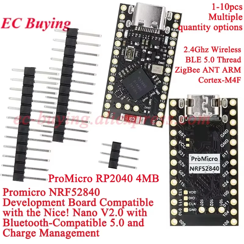Плата разработки Promicro NRF52840 RP2040 Wi-Fi 2,4G Bluetooth-совместимая 5.0 ZigBee Хорошо! Модуль управления зарядкой Nano V2.0