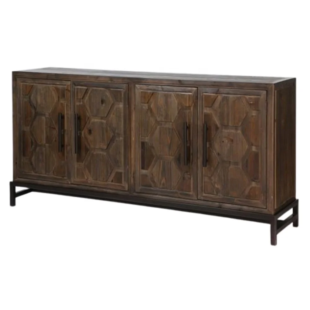 Antique Sideboard  Wood Buffet Cabinet Hand Carved Kitchen Sideboard Cabinet