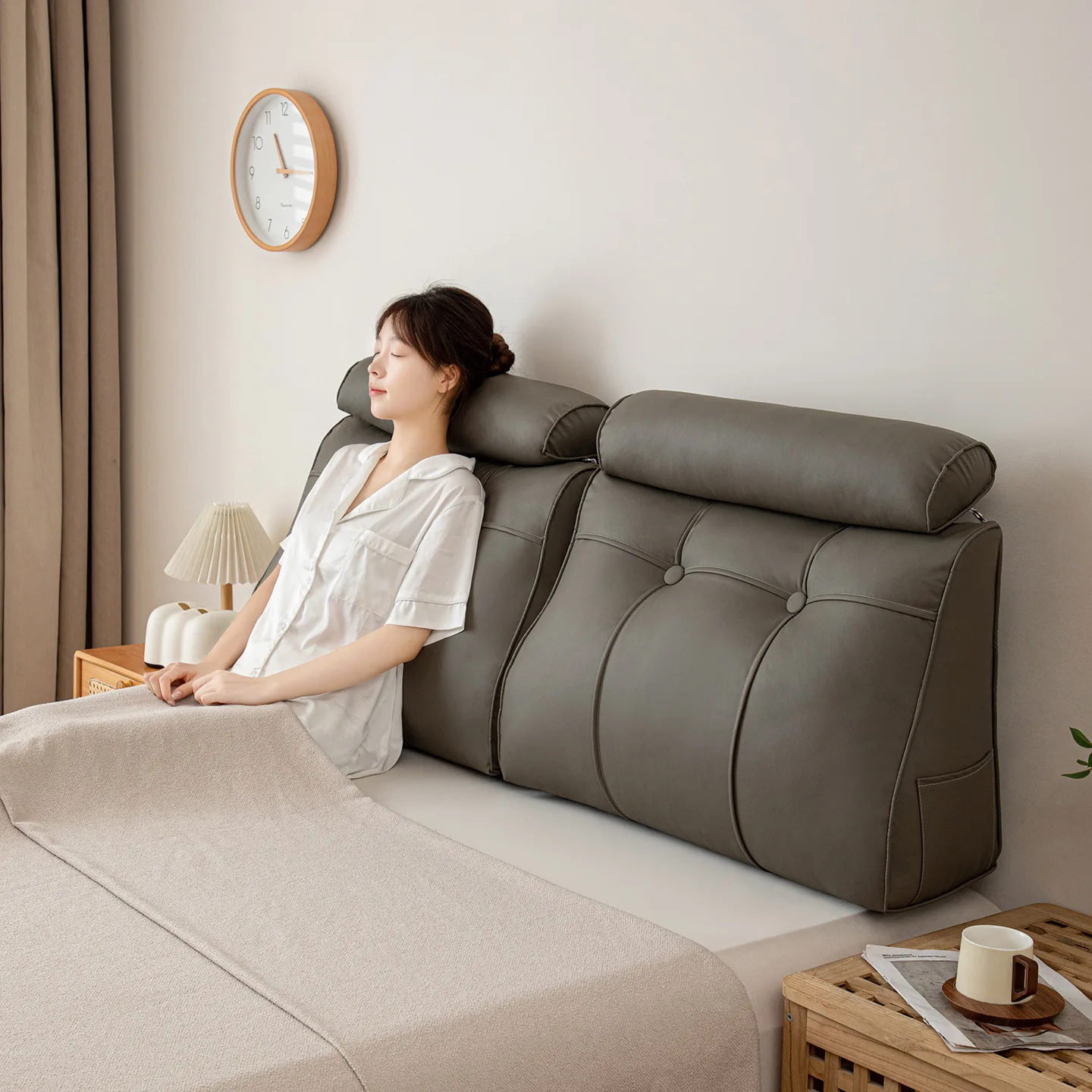Headboard Cushion 3D with Headrest Bed Rest Pillow Bolster Large Cushion Bed Soft Pillow Comfortable Home Universal