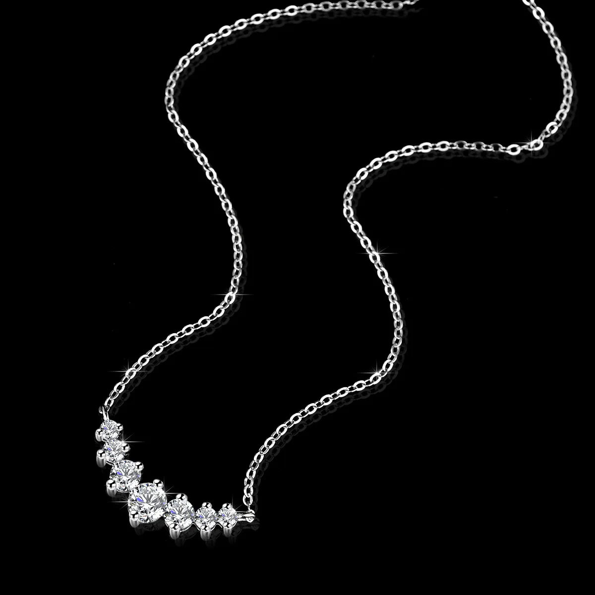 S925 Sterling Silver Pendant Moissanite Necklace Women's V-shaped Necklace Silver Pendant Collarbone Chain