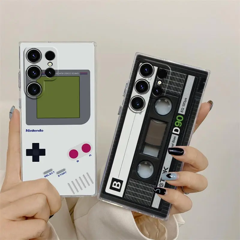 Vintage Game Console Cassette Case For Samsung Galaxy S24 Ultra S23 5G S22 S20 S24 Plus S21 S23FE Clear Phone Cover Camera Funda